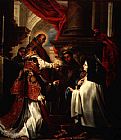Holy Canvas Paintings - Holy Communion of St Teresa of Avila by Claudio Coello